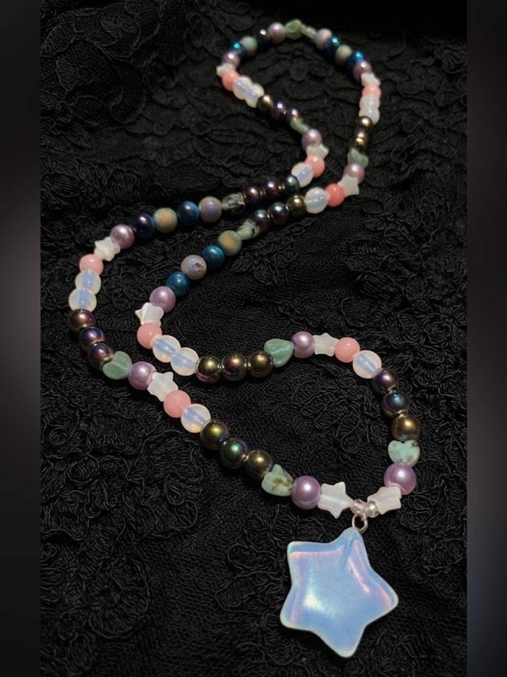 Whimsical Dream Confetti Necklace (Rainbow Obsidian, Rainbow Hematite, Opalite)